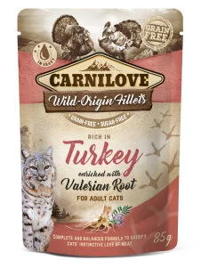 Вологий корм Carnilove cat pouch для котів, з індичкою і валеріаною