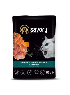 Вологий корм Savory Cat Kitten with Salmon and Carrot - для кошенят, з лососем та морквою