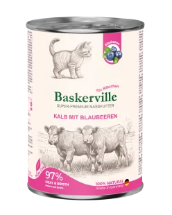 Консервированный корм (Баскервиль) Baskerville KF Super Premium Kalb Mit Blaubeeren - для котят всех пород, телятина с черникой