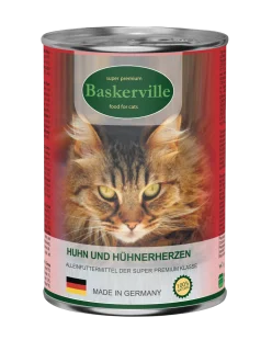 Консервированный корм Baskerville (Баскервиль) - для кошек, с мясом курицы и сердечками