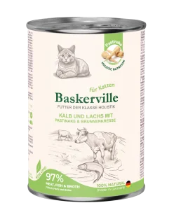 Консервированный корм Baskerville (Баскервиль) KF Holistic Kalb und Lachs - для кошек, с телятиной и лососем, с пастернаком и кресс-салатом