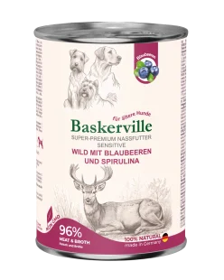 Влажный корм Baskerville HF Sensitive Wild Mit Blaubeeren und Spirulina (Баскервиль) - для собак, с олениной, черникой и спирулиной