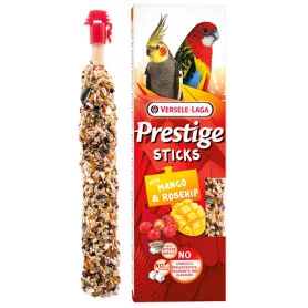Лакомство Versele-Laga Prestige Sticks Parrots Mango & Rosehip - для крупных и средних попугаев, с хлопьями манго, шиповником и измельченными ракушками устриц