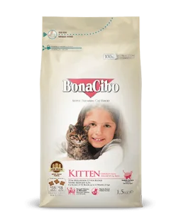 Сухий суперпреміум корм BonaCibo Kitten - для кошенят всіх порід до 12 місяців, з м'ясом курки, анчоусами і рисом 