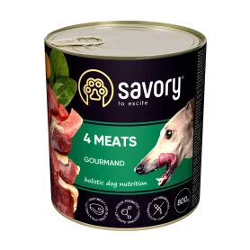 Вологий корм Savory Dog Gourmand rich in 4 Meat - для дорослих собак усіх порід, з чотирма видами м'яса