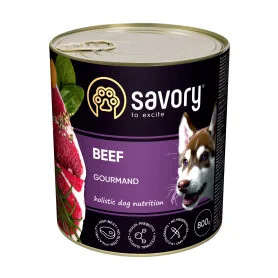 Вологий корм Savory Dog Gourmand rich in Beef - для дорослих собак усіх порід, з яловичиною