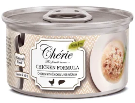 Вологий беззерновий корм Cherie Signature Gravy Shredded Chicken with Chicken Liver Entree in Gravy - для котів, зі шматочками курки та курячої печінки в соусі 