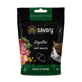 М'які ласощі Savory Cats Didestion Soft Snacks Duck and Thyme - для покращення травлення котів, качка з чебрецем