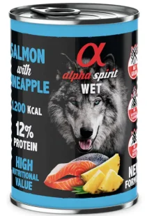 Полнорационный влажный корм Alpha Spirit WET Salmon with Pineapple – для взрослых собак всех пород, с лососем и ананасами 