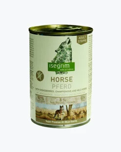 Беззерновой влажный корм Isegrim Horse pure with Chokeberries, Champignons & Wild Herbs (Изегрим) - для собак с кониной, черноплодной голубиной, шампиньонами и дикими травами