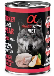 Полнорационный влажный корм Alpha Spirit WET Turkey with Pear – для взрослых собак всех пород, с индейкой и грушами