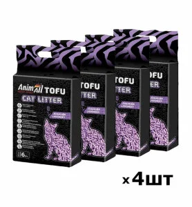 Набір соєвих наповнювачів AnimAll Tofu, з ароматом лаванди 6 л/2,6 кг х 4шт