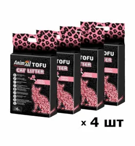 Набір соєвих наповнювачів AnimAll Tofu, з ароматом сакури 6 л/2,6 кг х 4 шт
