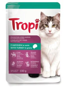 Влажный корм Tropi cat with turkey - для взрослых котов, индейка в соусе