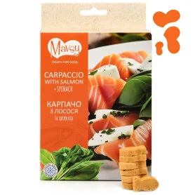 Лакомство Mavsy Freeze dried Carpaccio with Salmon and spinah - для собак от 3-х месяцев, карпаччо с лососем и шпинатом