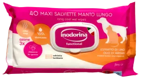 Салфетки Inodorina Functional Long Coat с экстрактом семян льна и аргановым маслом для длинношерстных собак и кошек