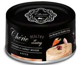 Влажный беззерновой корм Cherie Healthy Living Chicken Mousse – нежный мусс для кошек, с курицей и морковью