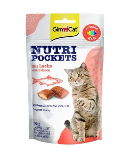 Вітамінні ласощі GimCat Nutri Pockets для зміцнення імунної системи та здоров’я у котів, з лососем