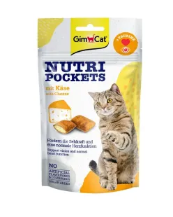 Вітамінні ласощі GimCat Nutri Pockets для здоров'я серця та зору, з сиром та таурином для котів 