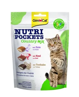 Вітамінні ласощі GimCat Nutri Pockets Country Mix для котів з качкою, яловичиною та індичкою