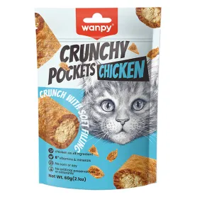 Хрустящие лакомства Wanpy Crunchy Pockets Chicken - для кошек, подушечки с курицей