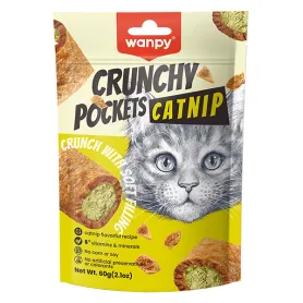 Хрустящие лакомства Wanpy Crunchy Pockets Chicken & Catnip - для кошек, подушечки с курицей и кошачьей мятой