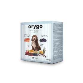 Полнорационный полувлажный корм Orygo Salmon – для взрослых собак всех пород, с лососем и черникой