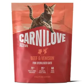 Сухий беззерновий корм Carnilove Active Beef & Venison Sterilised - для стерилізованих котів, з яловичиною та олениною