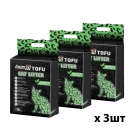 Набір соєвих наповнювачів AnimAll Tofu, з ароматом зеленого чаю 10 л/4,66 кг х 3 шт