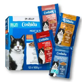 Влажный корм Coshida Meat and Fish in Jelly - для взрослых кошек, кусочки в желе 12 шт х 100 г