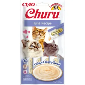 Беззернові рідкі ласощі INABA "Churu" - для котів, вершковий мус з тунцем (4 стіки по 14 г)