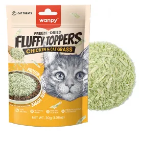 Сублимированные лакомства-топпинг Wanpy Fluffy Toppers Chicken & Cat Grass для кошек с курицей и кошачьей травой