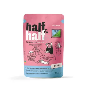 Беззерновой влажный корм Half&Half - для котят, с белой рыбой и горохом в желе