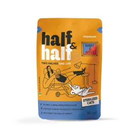 Беззерновой влажный корм Half&Half - для стерилизованных кошек, с кроликом и яблоком в желе