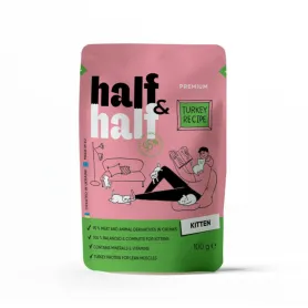 Беззерновой влажный корм HalfHalf - для котят, кусочки с индейкой в желе