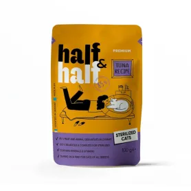 Влажный корм HalfHalf - для стерилизованных кошек, кусочки с тунцом в соусе