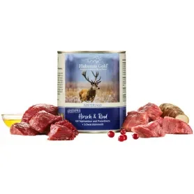 Влажный корм Hubertus Gold Venison & Beef (Хубертус) – для собак, с олениной, говядиной, топинамбуром и красными ягодами