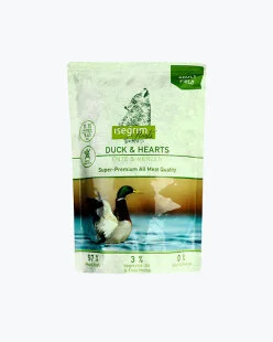 Влажный корм Isegrim Pouch Roots Duck & Hearts (Изегрим) – для собак, с уткой, куриными сердцами, овощами, льняным маслом и травами