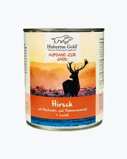 Влажный корм Hubertus Gold Hirsch mit Pastinake (Хубертус) – для собак, с олениной, пастернаком, черным корнем и льняным маслом