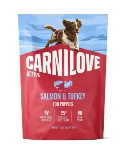 Сухий беззерновий корм Carnilove Active Salmon & Turkey Puppy - для цуценят усіх порід, з лососем та індичкою