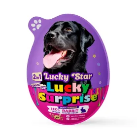 Ласощі-сюрприз 2 в 1 Lucky Star Lucky Surprise Rabbit - для собак, з іграшкою та кролячим вʼяленим мʼясом у формі серця