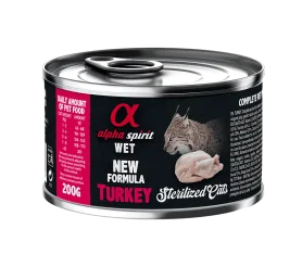 Полнорационный влажный корм Alpha Spirit Turkey Adult Cat для стерилизованных кошек всех пород, с индейкой