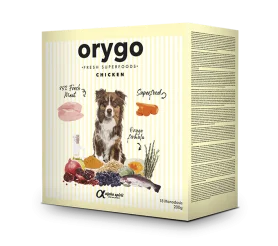 Полнорационный полувлажный корм Orygo Chicken – для взрослых собак всех пород, с курятиной и морковью