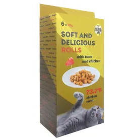 Ласощі Lucky Star Soft and Delicious Rolls - для котів, роли з тунцем та куркою (6 стіків по 10 г)