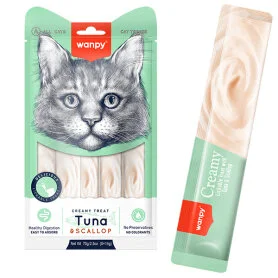 Жидкое лакомство Wanpy Creamy Lickable Treats Tuna & Scallop для кошек, с тунцем и морскими расческами (5 стиков по 14 г)