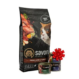 Сухий корм Savory Adult Cat Gourmand Sensitive Digestion rich in Fresh Lamb and Turkey - для дорослих котів з чутливим травленням, зі свіжим ягням та індичкою