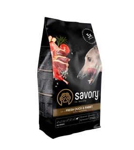 Сухий корм Savory Adult All Breeds rich in Fresh Duck and Rabbit - для дорослих собак усіх порід, зі свіжою качкою та кроликом