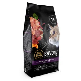 Сухий корм Savory Adult Cat Gourmand Sterilized rich in Fresh Lamb and Chicken - для дорослих стерилізованих котів, зі свіжим ягням і куркою