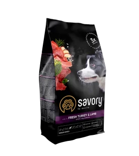 Сухий корм Savory Medium Breed rich in Fresh Turkey and Lamb - для дорослих собак середніх порід, зі свіжим ягням та індичкою