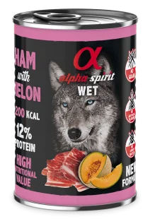 Полнорационный влажный корм Alpha Spirit Wet Ham with Melon – для взрослых собак со свининой и дыней 